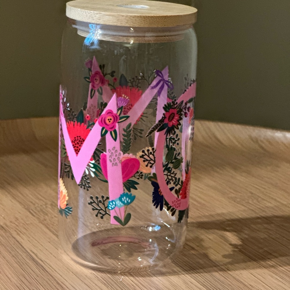 Glass Jar mug with Wooden Lid